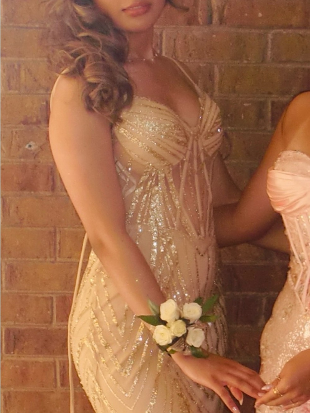 Elegant Nude Beaded Evening Dress for Women
